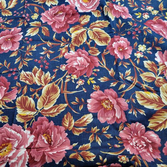 Boundless Cotton Fabric Heritage Home Floral Navy Pink Peony 3 YDS x 43” - Picture 1 of 16